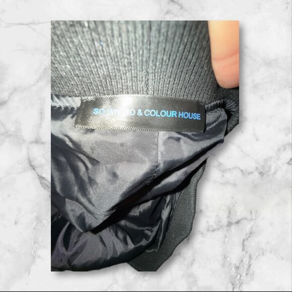 Sophie So & Colour House Black Textured Longline Coat with Pockets - Picture 10 of 12